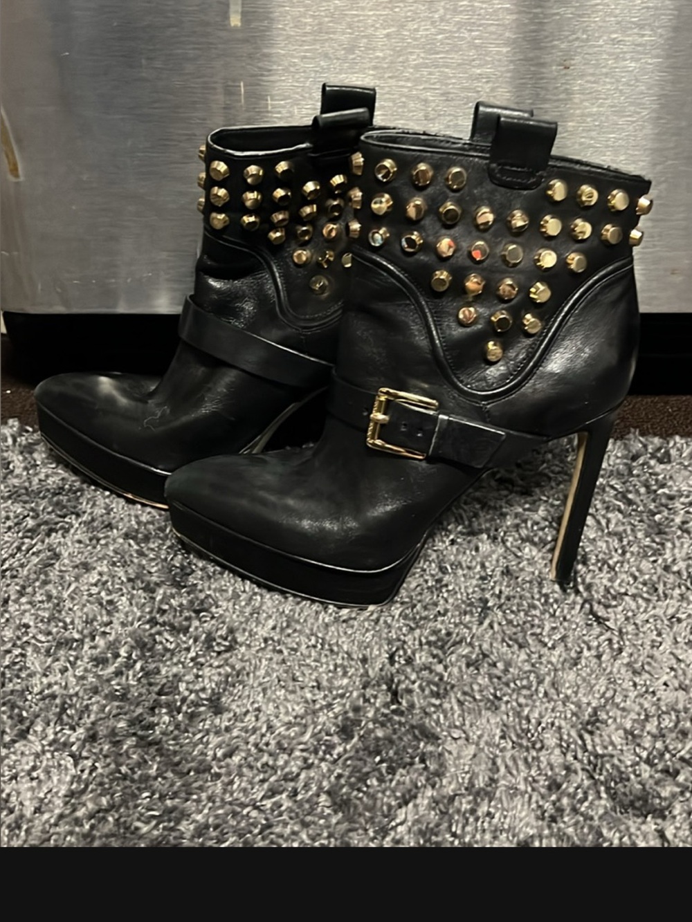 MICHAEL Michael Kors Bryn Studded Platform Bootie, Black Studded High-Heel Ankle